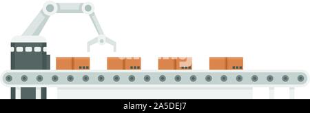 Box assembly line icon. Flat illustration of box assembly line vector icon for web design Stock Vector