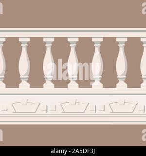 Seamless pattern of balustrade. The enclosure of the balcony or veranda. Architectural part of the order. Vector EPS10 Stock Vector