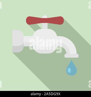 Broken water tap icon. Flat illustration of broken water tap vector icon for web design Stock Vector