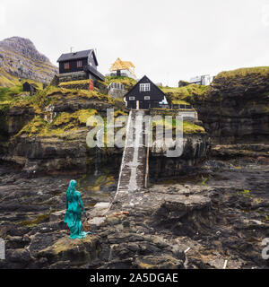 Statue of Selkie or Seal Wife in Mikladalur, Faroe Islands Stock Photo