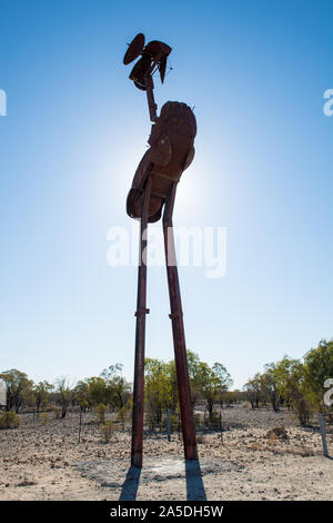 'Stanley the Emu' artwork by the artist John Murry. This artwork standing 18 meters tall can be seen on your way into Lightning Ridge, New South Wales, Australia Stock Photo