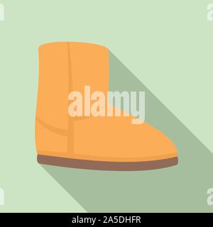 Casual ugg boot icon. Flat illustration of casual ugg boot vector icon for web design Stock Vector