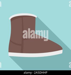 Leather ugg boot icon. Flat illustration of leather ugg boot vector icon for web design Stock Vector