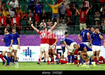 Carre Rugby Wales' Rhys Carre celebrates after scoring his sides first try during ...
