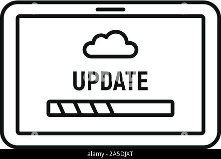 Tablet update icon. Outline tablet update vector icon for web design isolated on white background Stock Vector