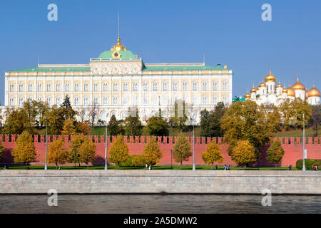 View of the Moscow Kremlin, Grand Kremlin Palace and Annunciation Cathedral in Moscow, Russia Stock Photo