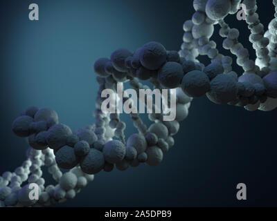 DNA chain. Abstract scientific background. Beautiful illustraion. Biotechnology, biochemistry, genetics and medicine concept. 3D rendering Stock Photo