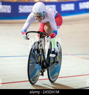 Apeldoorn, Netherlands. 20th Oct, 2019. APELDOORN, 20-10-2019, allsports, Omnisport Apeldoorn, Anastasia Vojnova at the 500m sprint during the Track Cycling European Championships, Ek Baanwielrennen. Credit: Pro Shots/Alamy Live News Stock Photo