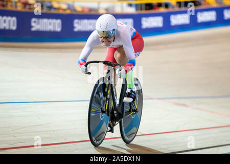 Apeldoorn, Netherlands. 20th Oct, 2019. APELDOORN, 20-10-2019, allsports, Omnisport Apeldoorn, Anastasia Vojnova at the 500m sprint during the Track Cycling European Championships, Ek Baanwielrennen. Credit: Pro Shots/Alamy Live News Stock Photo