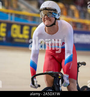 Apeldoorn, Netherlands. 20th Oct, 2019. APELDOORN, 20-10-2019, allsports, Omnisport Apeldoorn, Anastasia Vojnova during the Track Cycling European Championships, Ek Baanwielrennen. Credit: Pro Shots/Alamy Live News Stock Photo