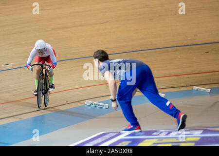 Apeldoorn, Netherlands. 20th Oct, 2019. APELDOORN, 20-10-2019, allsports, Omnisport Apeldoorn, Anastasia Vojnova at the 500m sprint during the Track Cycling European Championships, Ek Baanwielrennen. Credit: Pro Shots/Alamy Live News Stock Photo