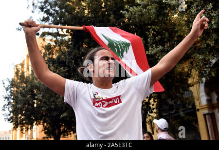 Anti-government protests, Downtown, Beirut, Lebanon. 19 October 2019 Stock Photo