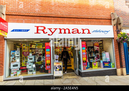 Ryman shop front, ryman store, ryman stationers, Ryman stationery, Ryman sign, ryman logo, ryman, store, shop, shops, stores, shop front, sign, UK Stock Photo