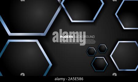 Abstract Background Technology with Hexagonal Shapes with gradient color lines Stock Vector