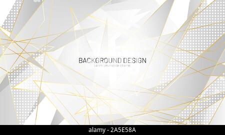 Abstract gray triangle and gold lines geometric technology background design company EPS 10. Vector illustration Stock Vector