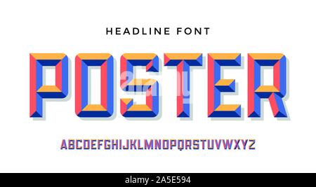 3D Modern Font . Colorful modern alphabet and 3d font Stock Vector