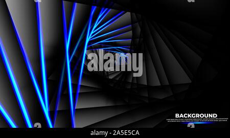 Optical illusion in the form of a round triangle in the distance with blue light twisters Stock Vector