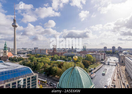 Beautiful aerial view of the Mitte district of Berlin, Germany, seen from the dome of the Cathedral Stock Photo