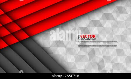 Abstract red gray triangle on a vector illustration of a dark mesh circle design from a modern futuristic background. Stock Vector