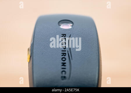 The front of a Philips Respironics Actiwatch, a clinical research-grade tracker watch for insomnia, sleep studies and activity monitoring Stock Photo