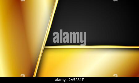 Abstract 3D metal gold and black frame design layout concept of technological innovation geometric background. Stock Vector