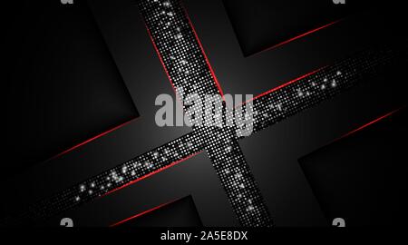 Abstract dark blue overlapping background a combination with light and glitters silver. Stock Vector