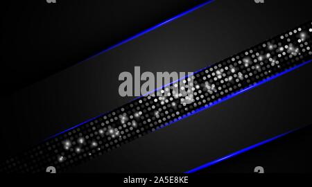 Abstract dark blue overlapping background a combination with light and glitters silver. Stock Vector