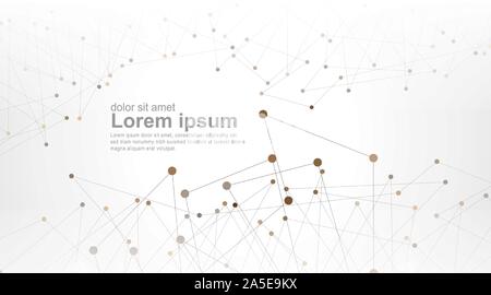 Geometric abstract background with lines and circles connected. Network and connection background. ideal for anything. Stock Vector