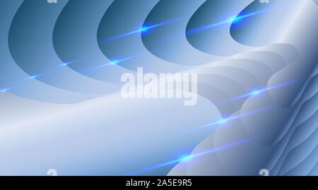 Abstract vector blue background wavy light and shadow Stock Vector