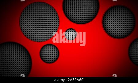 red gradient vector background with metal circles Stock Vector
