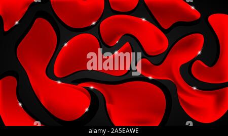 Abstract shiny red and black liquid. liquid form for decoration and cover on black background etc. Stock Vector