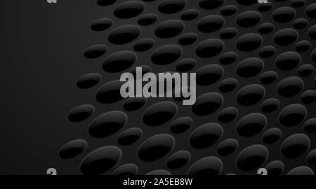 Smooth abstract pattern or background of holes and circles with shadows in black and gray Stock Vector