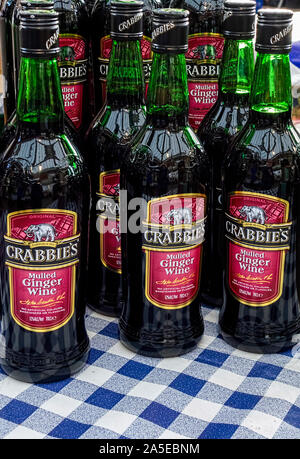 Bottles of Crabbie's Mulled Ginger Wine, Hertfordshire UK Stock Photo