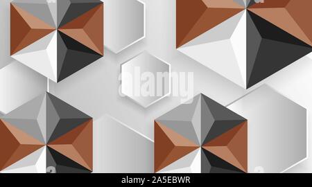 Abstract geometric background. 3D vector illustration. hexagon shape with a shadow Stock Vector