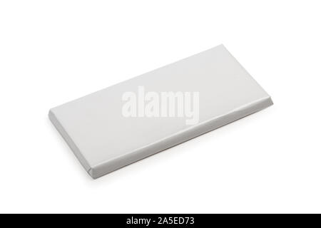 Blank white package cover template of Chocolate Bar isolated on white with clipping path Stock Photo