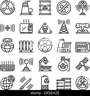 Radiation icons set, outline style Stock Vector