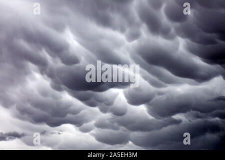 Mammatus clouds sky background Stock Photo
