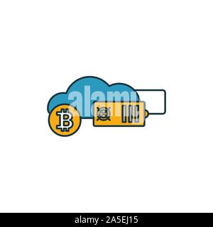 Cloud Mining icon set. Four elements in diferent styles from crypto currency icons collection. Creative cloud mining icons filled, outline, colored Stock Vector
