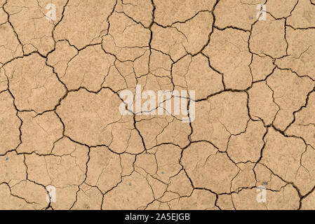 Clay sandy earth parched and cracked Stock Photo