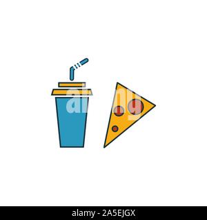 Drink With Pizza icon set. Four elements in diferent styles from fastfood icons collection. Creative drink with pizza icons filled, outline, colored Stock Vector
