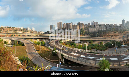 beautiful view and bridges in Haifa on Judgment Day, Israel Stock Photo