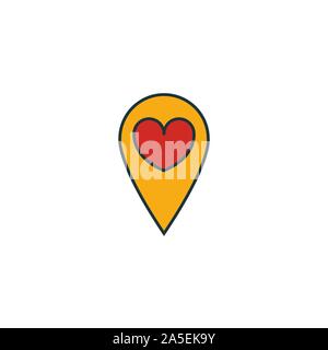Location icon set. Four elements in diferent styles from honeymoon icons collection. Creative location icons filled, outline, colored and flat symbols Stock Vector