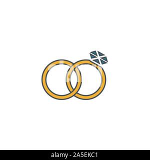 Rings icon set. Four elements in diferent styles from honeymoon icons collection. Creative rings icons filled, outline, colored and flat symbols Stock Vector