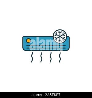 Air Condition icon set. Four elements in diferent styles from household icons collection. Creative air condition icons filled, outline, colored and Stock Vector
