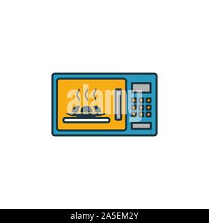 Microwave icon set. Four elements in diferent styles from household icons collection. Creative microwave icons filled, outline, colored and flat Stock Vector