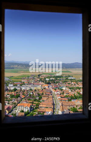 View upon the city of Rasnov from inside the fortress Stock Photo