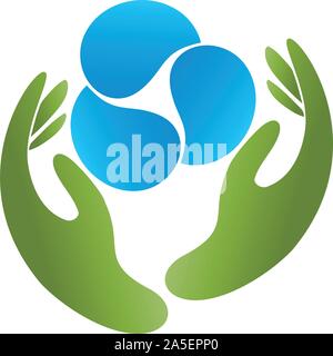 Hands, drops, drops of water, wellness, logo Stock Vector