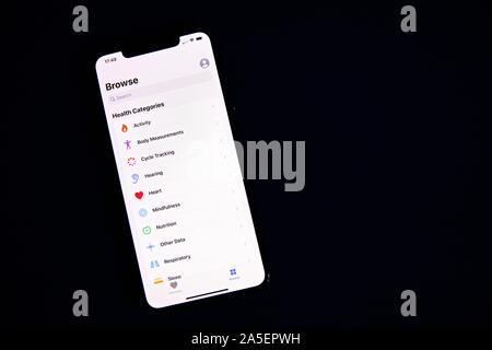 Health app on the Apple iPhone 11 Pro Stock Photo