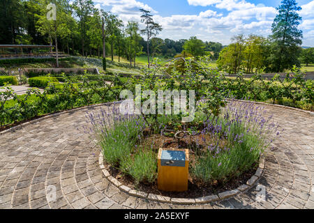 The centrepiece in the egg-shaped Parabola Walled Garden in the restored 'The Newt in Somerset' garden and hotel, nr Bruton, England,UK Stock Photo