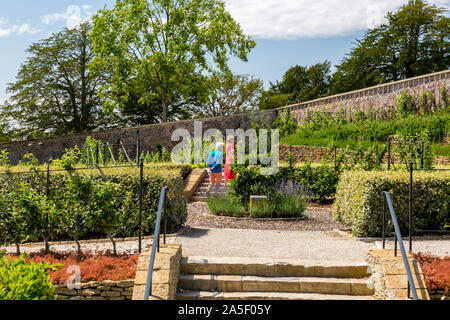 The egg-shaped Parabola Walled Garden contains 267 apple tree varieties in the restored 'The Newt in Somerset' garden and hotel, nr Bruton, England,UK Stock Photo